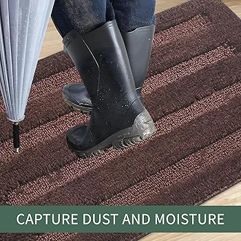 60x40 cm Microfiber Bathroom Mat | Water Absorbent & Anti-Slip Door Mat | Soft Comfort for Feet | Chocolate Brown - Image 5