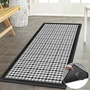 Black Rectangular Kitchen Mat – 1'4" x 1'11", Rubber Back, Indoor Non-Slip