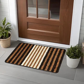 Pack of 4 Anti-Skid Water-Absorbent Door Mats for Home | 16x24 Inch Durable Main Entrance Footmats – Micro Pearl Lining Brown - Image 5