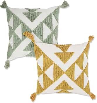 Printed & Embroidered Decorative Throw 210 TC Cushion Cover 16 X 16 Inches for Living Room Sofa _ Tufted Sun and Abstract _ Pack of 2 - Image 8