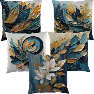 Printed Cushion Cover Home Decorative Pillow for Sofa Soft Solid Square Throw Pillow Cushion Covers Satin Cushion Covers Set of 5 Size 16 x 16 Inch (Design 16)