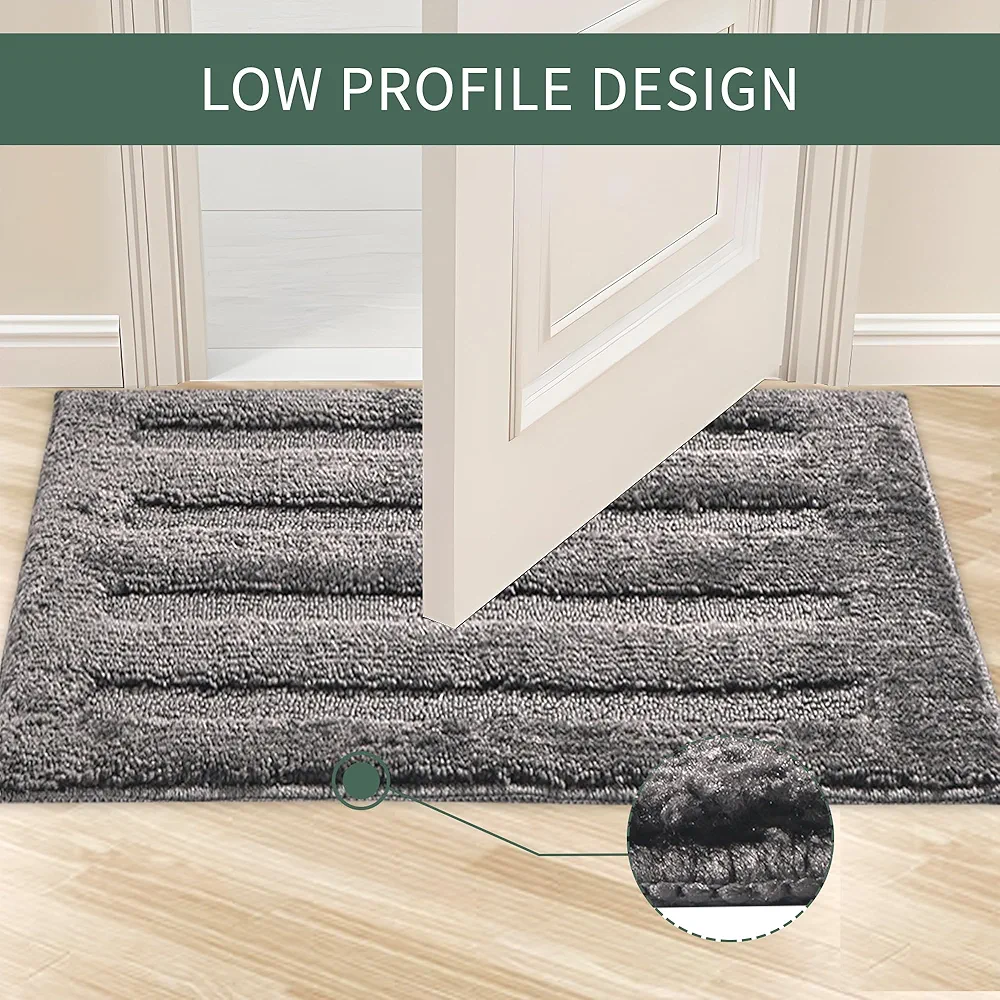 2 Pcs Microfiber Bathroom Mats 60x40 cm | Water Absorbent, Anti-Slip Door Mats | Soft Comfort for Feet | Grey - Image 4