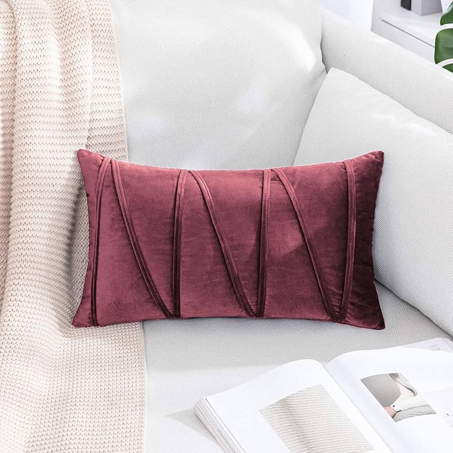 Velvet Cushion Cover Pack of 1-12_ x 20_ - 30 x 51 cm - Jam - Soft Pillow Covers Cushion Case for Sofa Bedroom Livingroom Chair Car, Cushion Cover with Random Zig Zag Pattern - Image 3