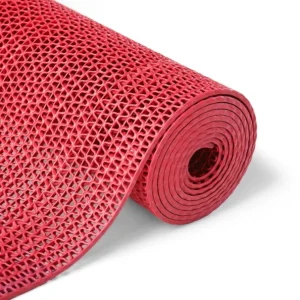 2x8 Ft Rubber Mat | Waterproof Anti-Slip Entrance & Bathroom Mat with Drainage Holes | Doormat for Home, Office, Kitchen & Pool | Red