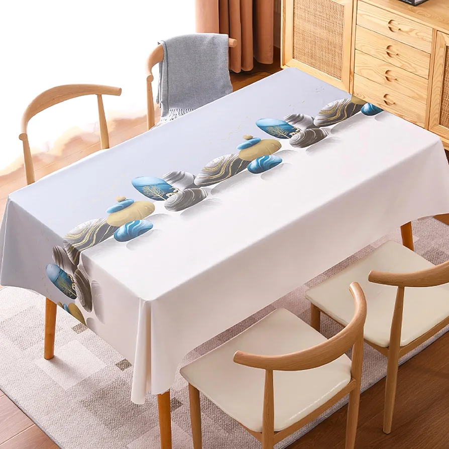 6 to 8 Seater PVC Dinning Table Cloth Cover(Grey) - Image 4