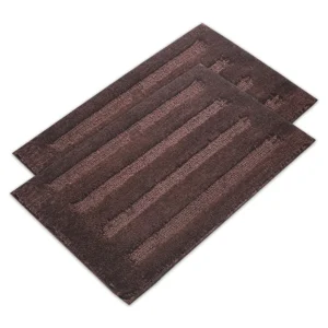 2 Pcs Microfiber Bathroom Mats 60x40 cm | Anti-Slip, Water Absorbent Door Mats | Soft & Quick-Drying | Chocolate Brown