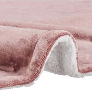 Reversible Sherpa Flannel Blanket Double Bed 440 GSM Superior Softness Modern & Contemporary (Rose)