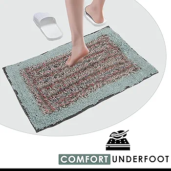Pack of 3 Water Absorbing Bathroom Mats – Anti-Slip Cotton Door Mats for Home Entrance, Kitchen & Floor Décor (Furry Sky Blue, 56×38 cm) - Image 4