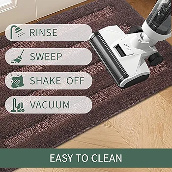 60x40 cm Microfiber Bathroom Mat | Water Absorbent & Anti-Slip Door Mat | Soft Comfort for Feet | Chocolate Brown - Image 4