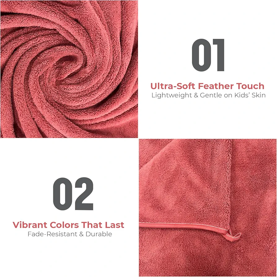 Microfiber Kids Bath Towel-Quick Drying Towels for Unisex Kids-Teddy Bear Print Baby Towel for Boys and Girls-70 x 140 Cms (Pack of 2,Blue/Red) - Image 3