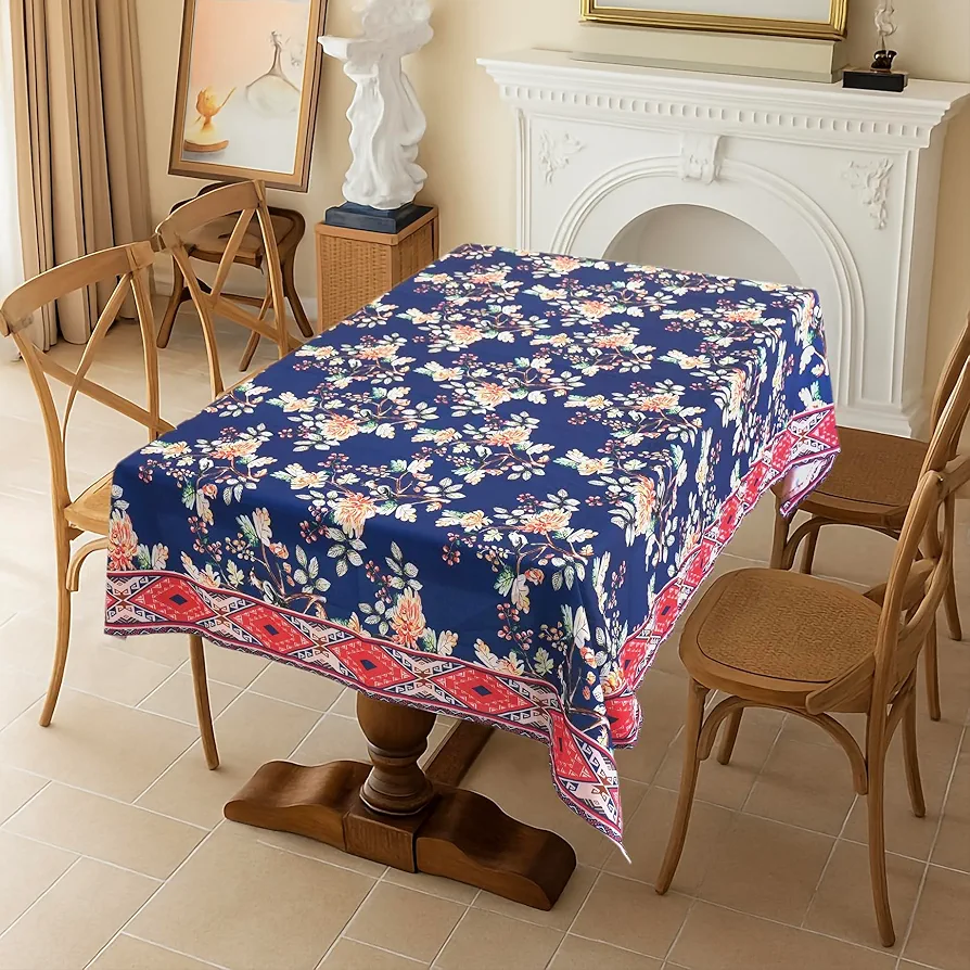 Kingfisher Printed Cotton Dining Table Cover – 4-Seater, Anti-Skid, 60x60 Inch - Image 5