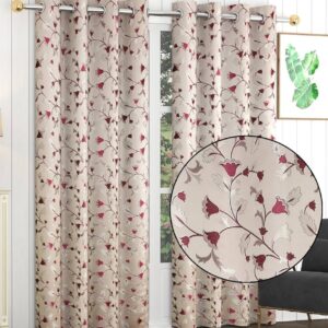 opaque Curtains for Door 7 Feet Long Door Window Curtain Premium Polyester Weaved Parda Latest Modern Parde for Living Room Bedroom Home Office Screens Eyelet Ring (Wine, 2pc)
