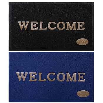 2-Piece Multi PVC Anti-Skid Door Mat Set – 1'3" x 1'11", Tufted Medium Pile