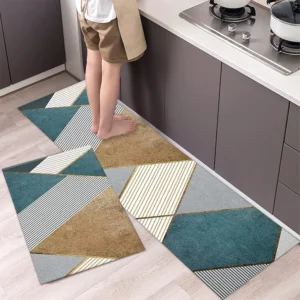 Non-Slip Memory Foam Kitchen Mat Set of 2 – Waterproof, Cushioned Anti-Fatigue Microfiber Rugs for Home, Office & Laundry (40×120 cm + 40×60 cm)