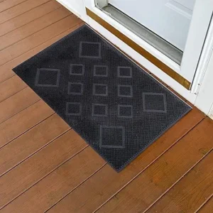 Outdoor Rubber Door Mat | Anti-Skid & Antimicrobial Floor Mat | Rubber Stud Mat for Home, Room & Entryway | 40x60 cm, Black
