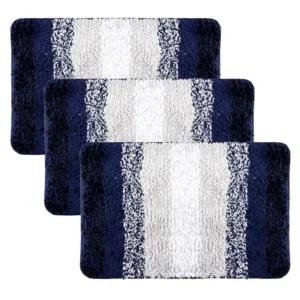 Door Mat Pack of 3 | Dust Trapper & Anti-Skid Floor Mats for Home Entrance | Blue Patta Rainbow Design | Entryway Door Mats, Gray (60x40 cm)