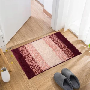 Door Mat | Dust Trapper & Anti-Skid Floor Mat for Home Entrance | Maroon Patta Rainbow Design | Entryway Door Mat, Cream (61x41 cm)