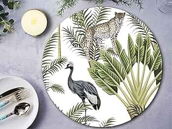 Vintage Botany Design Premium Printed MDF Wooden Dining Tablemat, Heat-Water Resistant Round Placemats Set of 4 Pieces - Image 4