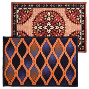 Door Entrance Mat Pack of 2 | Large Velvet Door Mats for Indoor & Outdoor Use | Assorted Colors (71x46 cm)