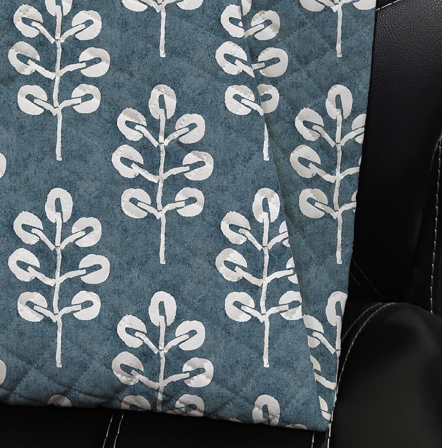 Premium Quilted Velvet Sofa Cover Mat | Floral Couch Seat Runner for 5-Seater Sofa (Grey Tree) - Image 3