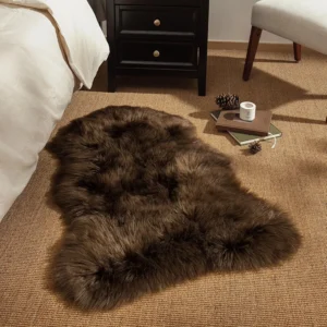 Dark Coffee Fluffy Shaggy Rug – 2x3 ft, Ultra Soft Faux Sheepskin, for Bedroom, Living Room & Nursery