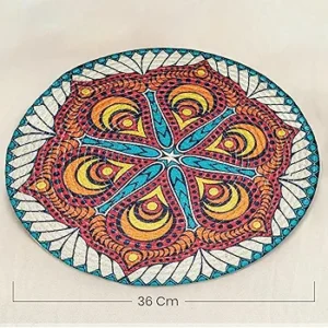 4-Piece Round Printed Placemat Set | Heat-Resistant Table Mats for Dining & Coffee Table | Vibrant Mandala Design | 36x36 cm
