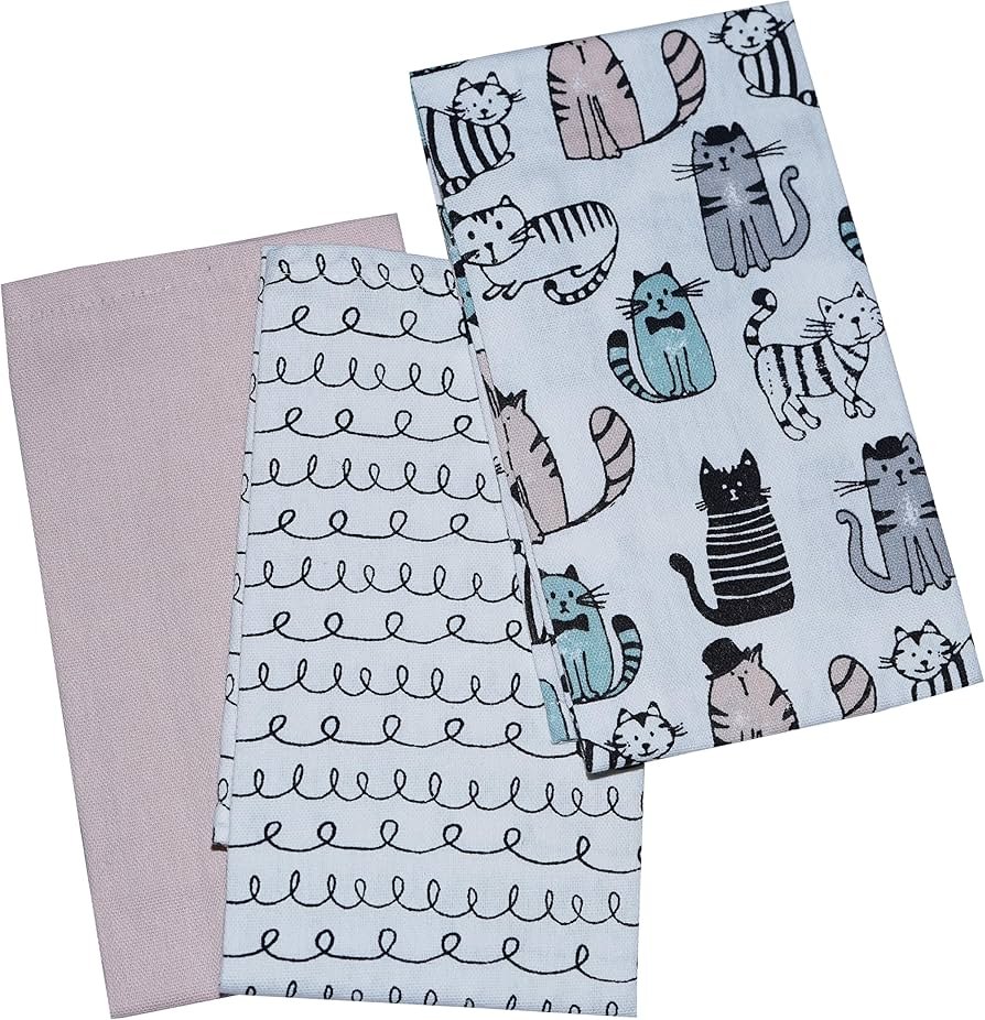 100_ Cotton Kitchen Dish Towels Set of 3 with High Absorbency _ 45 _ 65 cm Easy Wash Dish Cloth-Tea Towel Set to Dry Dishes, Wipe Table, and Use as Napkins.(Cute Cat Set) (3) - Image 6