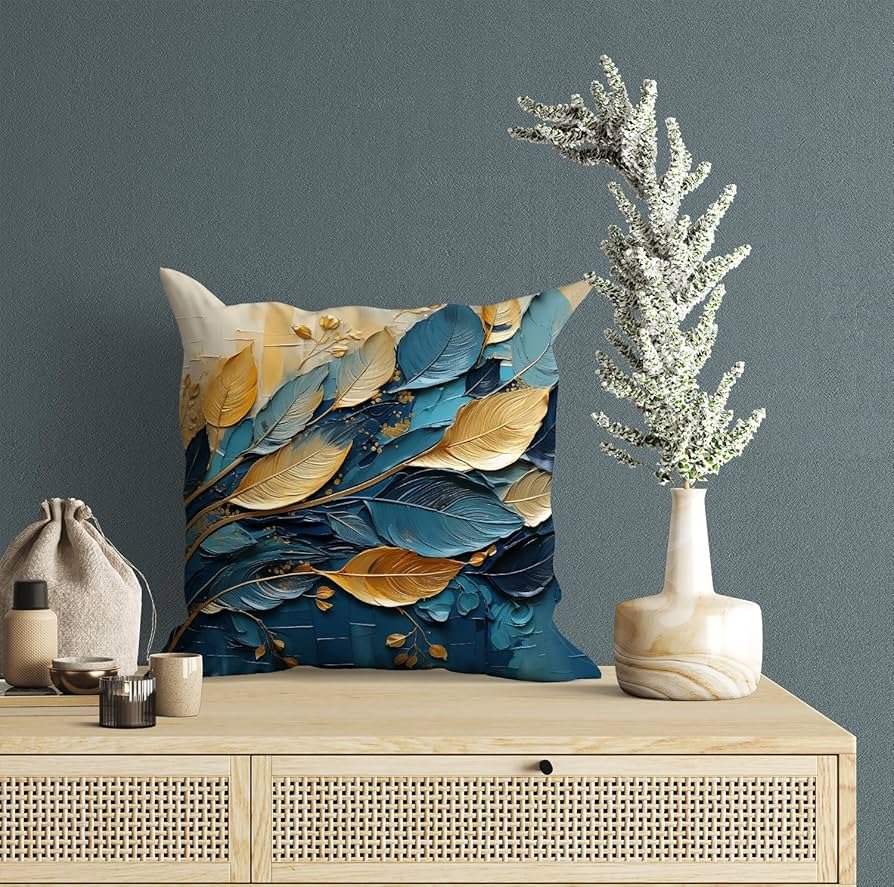 Printed Cushion Cover Home Decorative Pillow for Sofa Soft Solid Square Throw Pillow Cushion Covers Satin Cushion Covers Set of 5 Size 16 x 16 Inch (Design 16) - Image 6