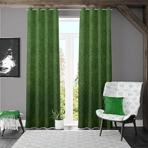 2 piece Velvet Emboss Damas Room - Dark Green