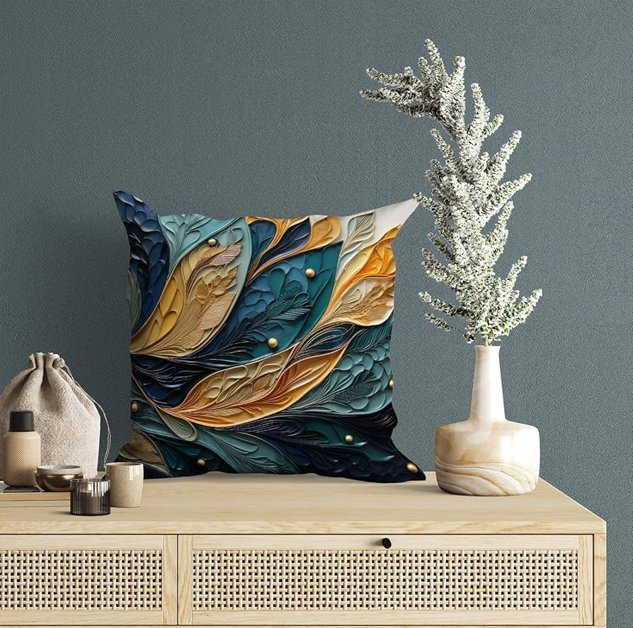 Printed Cushion Cover Home Decorative Pillow for Sofa Soft Solid Square Throw Pillow Cushion Covers Satin Cushion Covers Set of 5 Size 16 x 16 Inch (Design 16) - Image 8