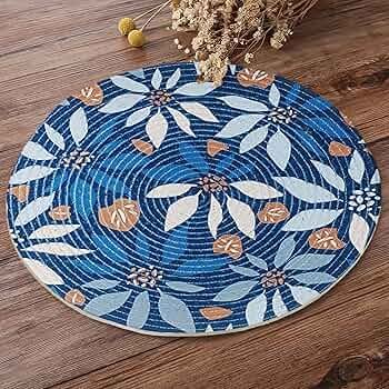 6-Piece Round Printed Placemat Set | Heat-Resistant Table Mats for Dining & Coffee Table | Botanical Blue Design | 36x36 cm - Image 8