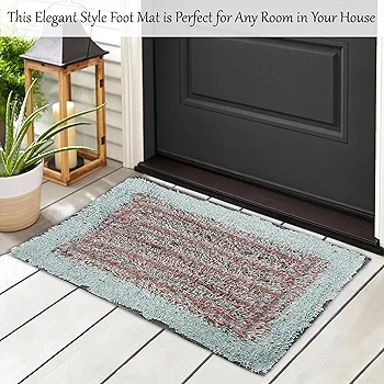 Pack of 3 Water Absorbing Bathroom Mats – Anti-Slip Cotton Door Mats for Home Entrance, Kitchen & Floor Décor (Furry Sky Blue, 56×38 cm) - Image 5