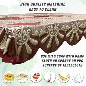 Flower Printed Cotton 4 Seater Center Rectangular Table Cover,40_X60_ (Pink & Brown)