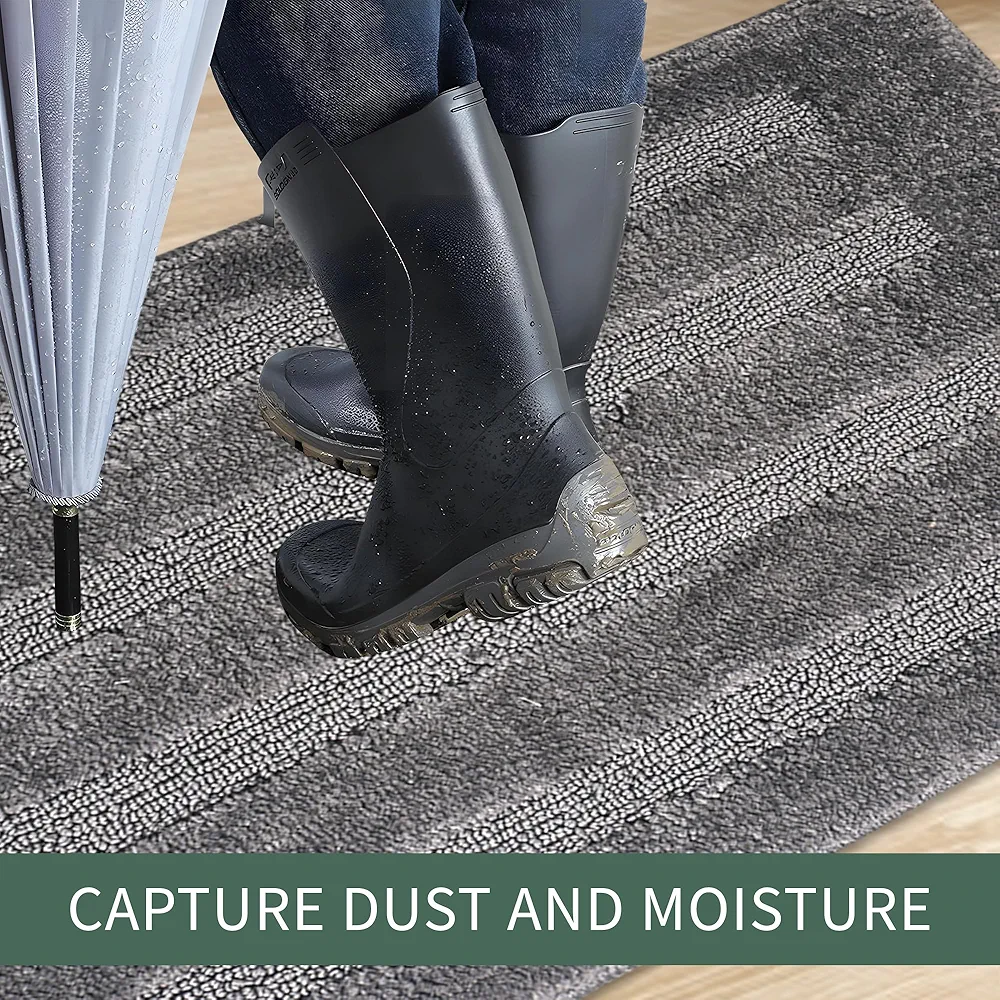 2 Pcs Microfiber Bathroom Mats 60x40 cm | Water Absorbent, Anti-Slip Door Mats | Soft Comfort for Feet | Grey - Image 2