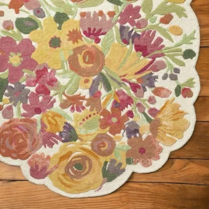 Handmade Tufted Wool Carpet – 4x6 ft, Floral Blossom Design, Vibrant Colors, Export Quality