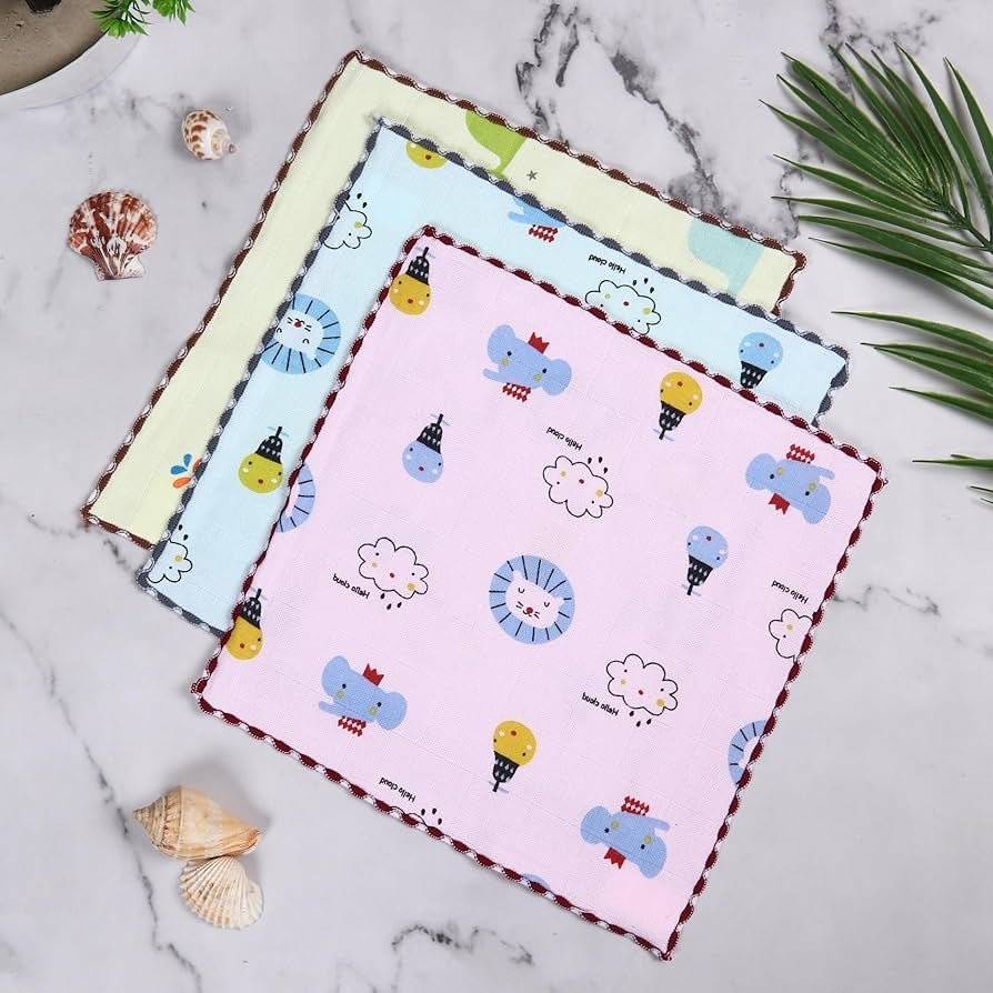 Cotton face Towel Unisex Baby rumal wash Cloth Women Hanky Size (10 _ 10) inch Combo Set of Pack (6) - Image 5