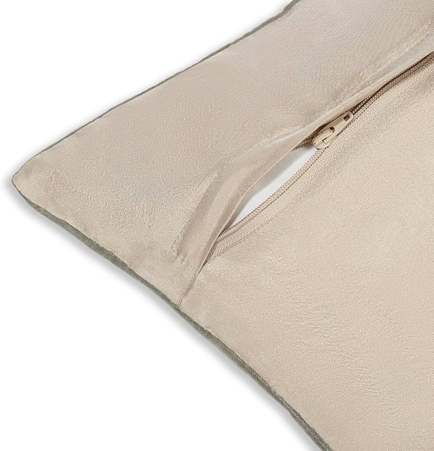 Decorative Embroidered Cushion Cover _ Knitted Chambray Front Throw Pillow Cushion Cover for Sofa Living Room _ 16Inch X 16Inch _ Green Velvet, 260 TC - Image 8