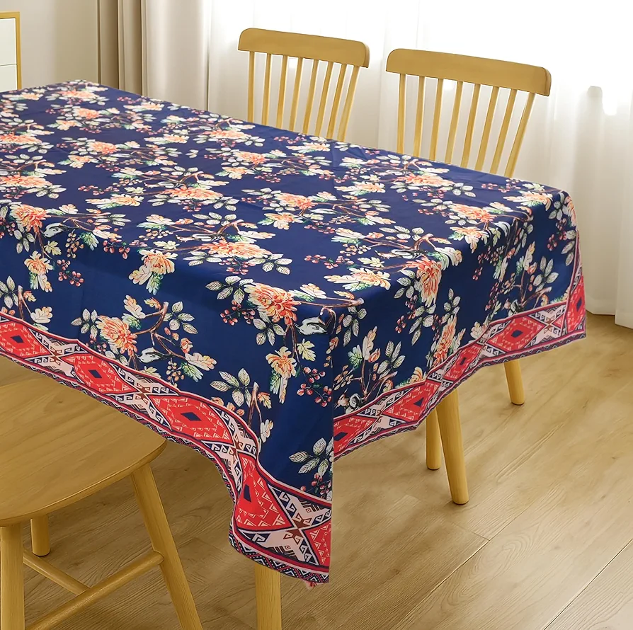 Kingfisher Printed Cotton Dining Table Cover – 4-Seater, Anti-Skid, 60x60 Inch - Image 2