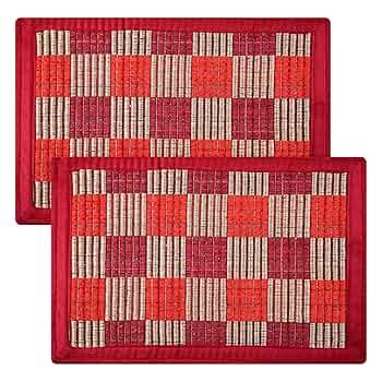 Entryway Reversible Door Mat Pack of 2 | Check Lining Design | Indoor & Outdoor Floor Mats | Maroon (60x41 cm) - Image 5