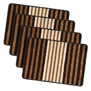 Pack of 4 Anti-Skid Water-Absorbent Door Mats for Home | 16x24 Inch Durable Main Entrance Footmats – Micro Pearl Lining Brown