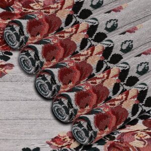 Floral Bunch Eco-Friendly Cotton Dining Table mats – Reusable, Machine Washable, Everyday Use Red & Black Rectangular Placemats, Set of 6 (33x47 cm)