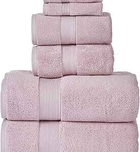 703 GSM 6 pcs Towels Set - All Cotton Zero Twist Premium Hotel & Spa Quality Highly Absorbent (2 Bath Towels, 2 Hand Towel and 2 Wash Cloth) - Mauve