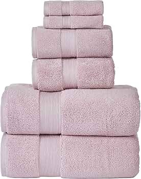 703 GSM 6 pcs Towels Set - All Cotton Zero Twist Premium Hotel & Spa Quality Highly Absorbent (2 Bath Towels, 2 Hand Towel and 2 Wash Cloth) - Mauve