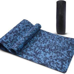 6mm Premium Anti-Skid Yoga Mat for Gym & Outdoor Training – Soft, Foldable, Water-Resistant (Marble Blue)