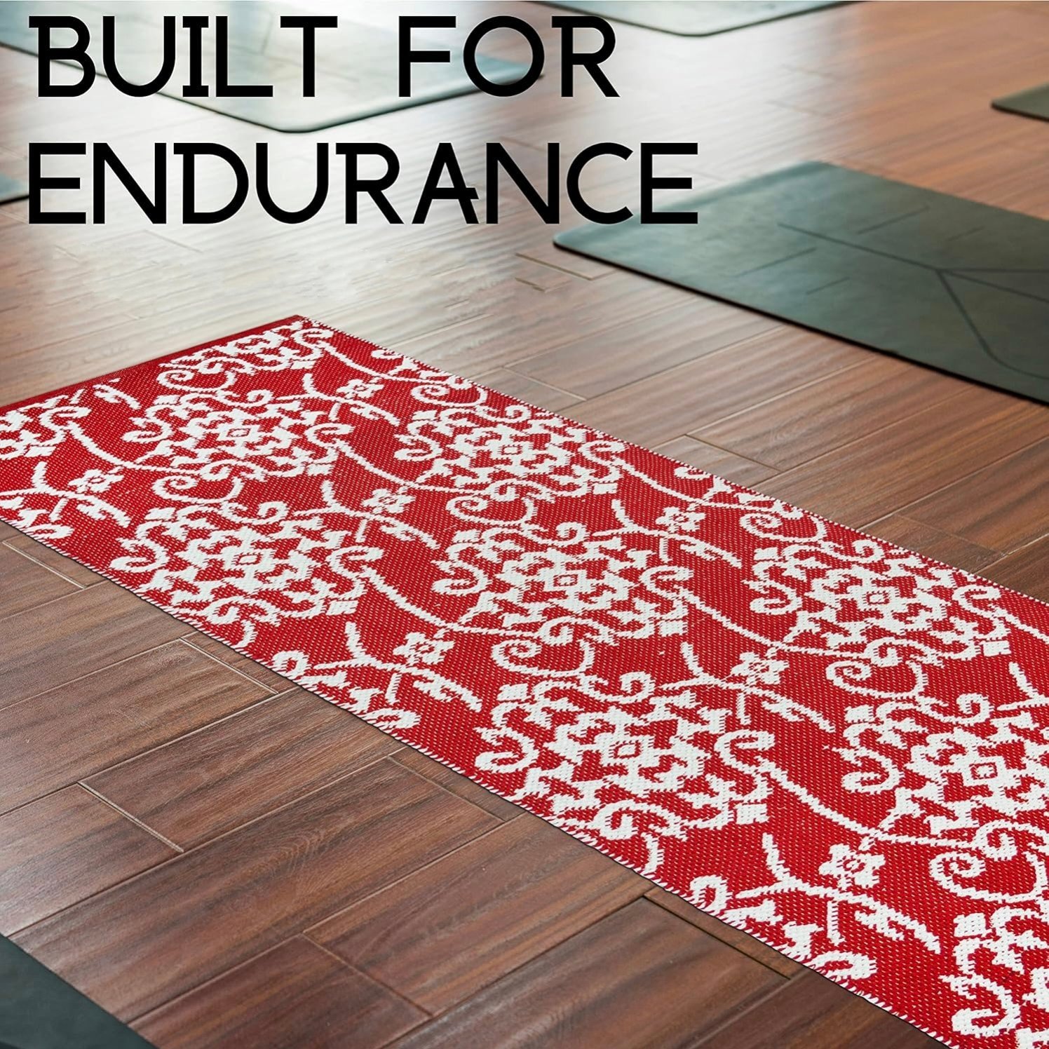 Organic Cotton Yoga Mat for Home & Gym – 8mm Thick, Extra Large Non-Slip Backing with Carry Bag & Strap (Red) - Image 4